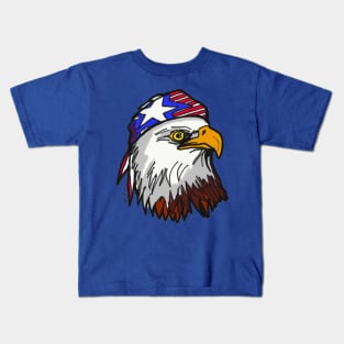 American Bald Eagle with USA Bandana Celebrating July 4 Independence Day Kids T-Shirt